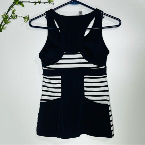 Athleta Navy Blue White Stripe Racerback Tank - Picture 8 of 14